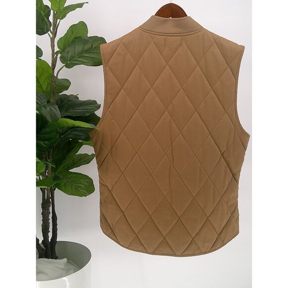 Ocean Coast Mens Brown Diamond Design Rib Collar Lined Zip Up Puffer Vest Medium - Picture 4 of 6